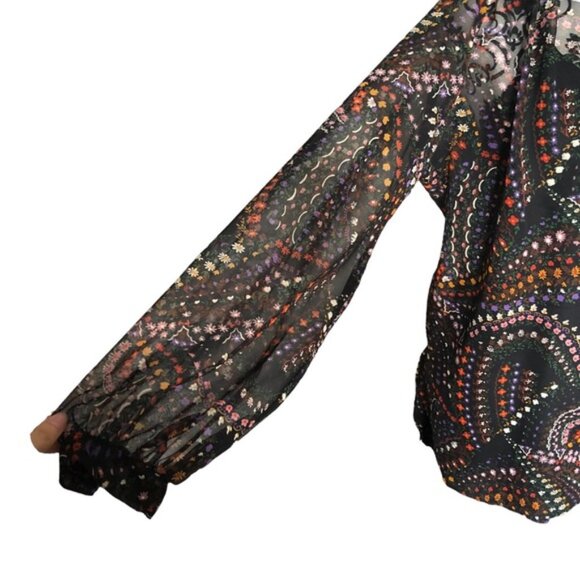 SAKS FIFTH AVE Floral Mesh Button-down Blouse - Picture 5 of 14